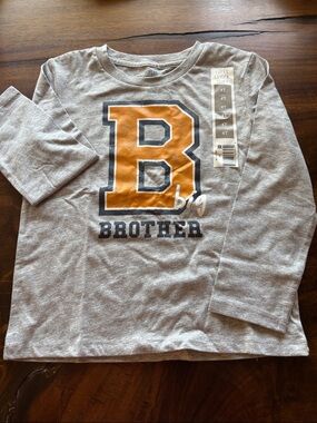 Falls Creek Gray Long Sleeve 'Big Brother' Tee with Gold and Navy Lettering